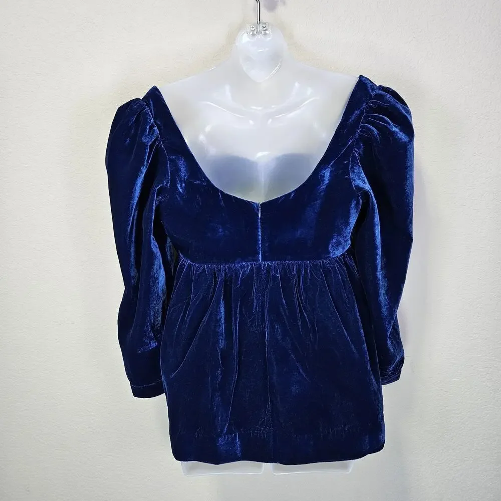 Tuckernuck Hyacinth House Sue Blouse S Velvet Regency Sweetheart Puff Sleeve
